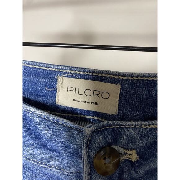 Pilcro Tower Flare Jeans Women's 31 Blue Denim Boho Wide Leg Cotton Stretch - Picture 3 of 10